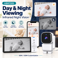 Moniteur vidéo pour bébé à double mode 5 pouces ABM720S, caméra de surveillance sans fil pour crèche avec application, écran local et visualisation à distance