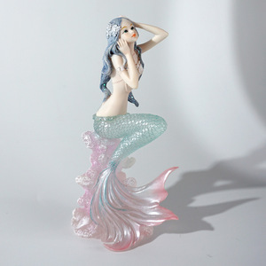 Figurines <span class=keywords><strong>en</strong></span> résine sirène corail Style méditerrané<span class=keywords><strong>en</strong></span> artefact Statue décoration de la maison fille cadeau de fête des enfants - Product Image 3