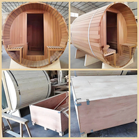 Massivholz Holzbefeuerter Fass-Saunaraum für 8 Personen Traditionelle Sauna für den Heimgebrauch Günstige Sauna mit Wasserdichten Asphaltschindeln