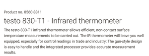 Thermomètre infrarouge sans contact Testo 830-T1, pistolet de mesure de température portable - Product Image 2