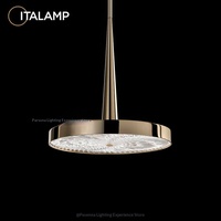 Luminaire suspendu circulaire luxueux en acier inoxydable doré pour salle à manger, comptoir de bar