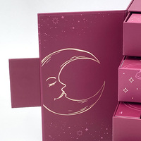 Boîte cosmétique rose à double porte avec impression dorée, calendrier de l'avent en papier, boîtes de calendrier de l'avent pour filles