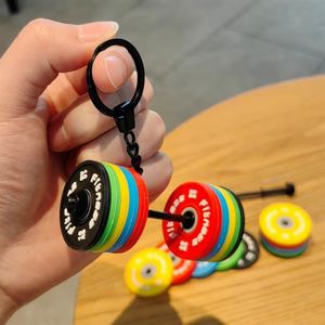 Sports Fitness Weightlifting Exercise Combination Barbell Mini Dumbbell Soft Rubber Keychain <b>Backpack</b> Pendant Wholesale - Product Image 3