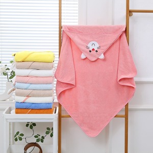 Couverture d'emmaillotage en <span class=keywords><strong>polaire</strong></span> corail pour enfants 80*80cm, serviette de bain épaisse pour nouveau-né, <span class=keywords><strong>poncho</strong></span> absorbant à motif de dessin animé, livraison rapide - Product Image 2