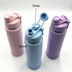 Custom logo 1L Leak-Proof Stainless Steel Sport Travel School 32oz 1000ml Insulated Water Bottle with 2-in-1 Straw and Spout Lid - Product Image 3