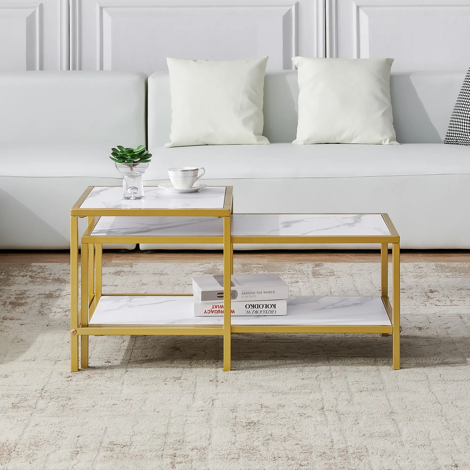 Table basse en bois de marbre, design vintage, avec rangement, pour le <span class=keywords><strong>bureau</strong></span> et le salon, livraison rapide