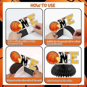 Décorations 1er Anniversaire Thème Basket-ball « <span class=keywords><strong>Rookie</strong></span> of <span class=keywords><strong>the</strong></span> Year » – 8 Pièces, Centre de Table Nid d'Abeille - Product Image 2