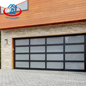 Zhtdoor pintu garasi terbuka, tahan api pintu garasi kaca gaya Modern baru dengan ponsel