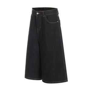 Shorts en jean selvedge vintage unisexe Hong Kong, coupe ample, broderie feu d'artifice, coton de haute qualité, streetwear - Product Image 3