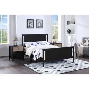 DB Connelly Mesita de noche de lujo moderna de madera maciza negro/nogal vintage con estilo de panel para dormitorio o baño en apartamentos - Product Image 4