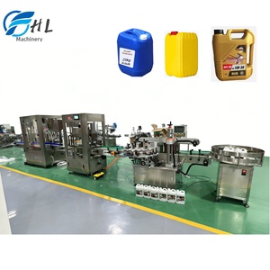 Chaîne de remplissage, bouchage et étiquetage automatique pour bidons de 5L, 10L, 20L et fûts de lubrifiant moteur - Product Image 1