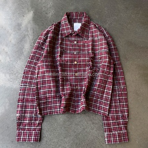 เสื้อเชิ้ตแขนยาวลายสก็อตสำหรับผู้ชายเสื้อครอปแบบลำลองมีกระดุมสำหรับผู้ชายโอเวอร์ไซส์ดีไซน์แฟชั่นตามสั่ง - Product Image 1