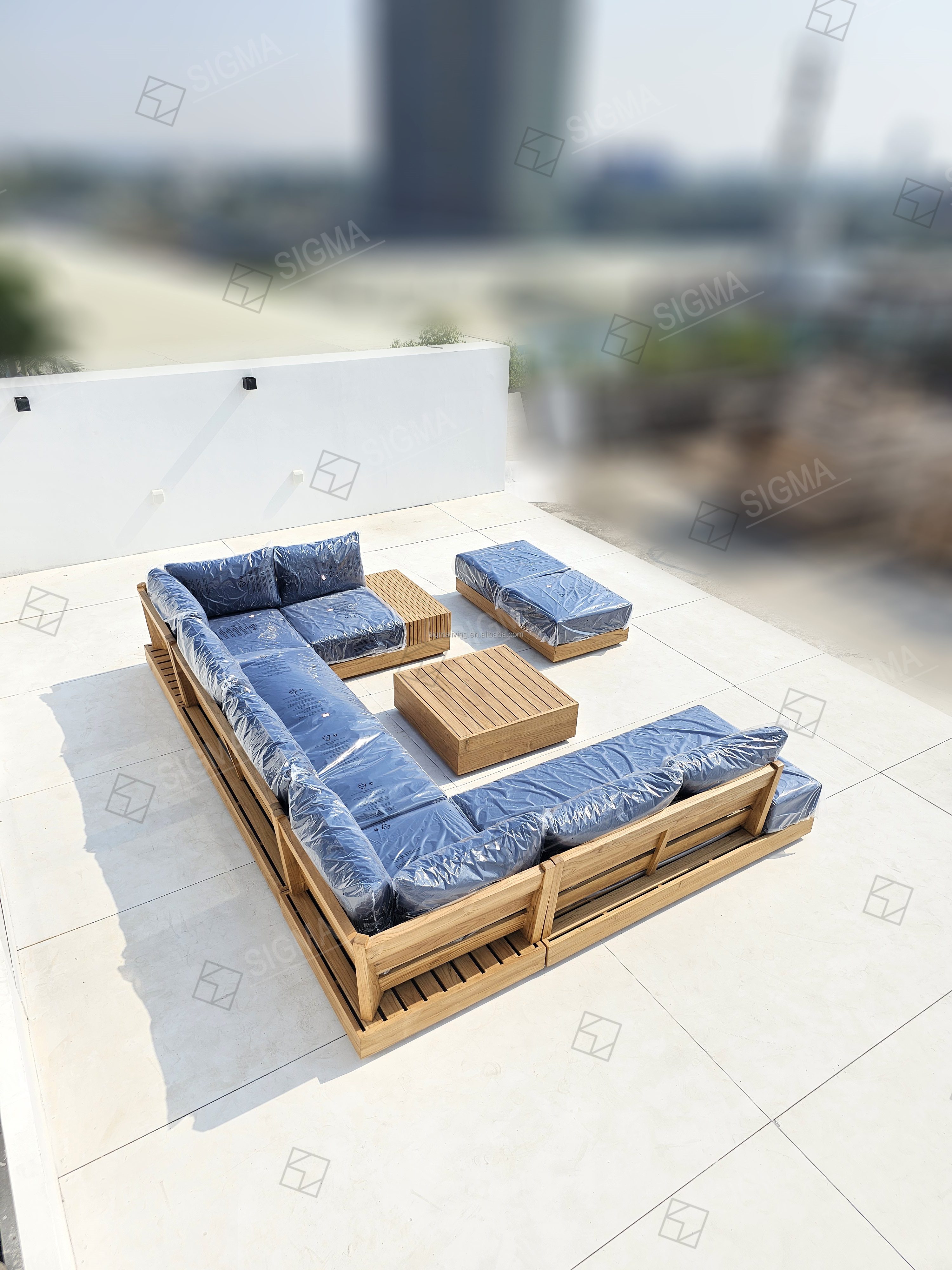 Modern New Design Teak Outdoor Furniture Set Solid Wooden Sofa Garden Sets All Weather Teak Wood Sofa Garden Set