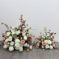 Boule de fleurs artificielles, fleurs roses avec boule de fleurs vertes, centre de table pour mariage, décorations de table de fête