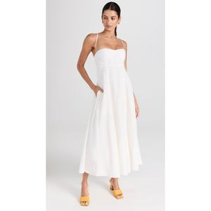 Venta al por mayor, novedad: Vestido midi blanco de tirantes para mujer, estilo holgado y elegante. - Product Image 2