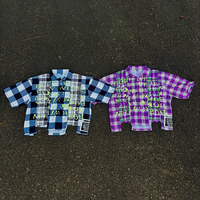 YSJY Großhandel Custom Siebdruck Logo Boxy Retro T-Shirt Plaid Shirt Schwergewicht gestreifte bedruckte Bottom-up-Shirts für Männer