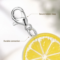 Breloques Réalistes en Résine 3D en Forme de Tranches de Fruits (Citron, Pastèque) avec Fermoir Mousqueton pour Accessoires de Sac et Chaussures DIY – Vente en Gros