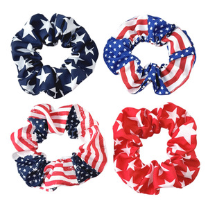 Coleteros Grandes con Diseño Patriótico de la Bandera de EE. UU., Bandas Elásticas para el Cabello de Tela Suave, Accesorios para Peinados de Fiesta del 4 de Julio - Product Image 3