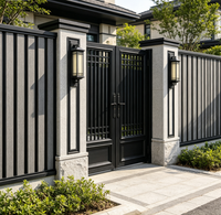 Panneau mural extérieur en WPC rainuré gris foncé, revêtement extérieur en composite bois-plastique pour villa, clôture de jardin, façade de bâtiment