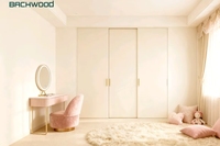 Armoire pour filles rose minimaliste et confortable avec miroir de coiffeuse Porte en bois massif Meubles de chambre et de salon écologiques