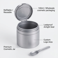 Pot de crème cosmétique en PP de 100 ml, réutilisable, avec couvercle à rabat et cuillère, emballage hermétique