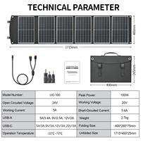 Panneau solaire pliable léger 100W, design origami, imperméable, tapis solaire portable pour le camping, la randonnée, les voyages en plein air