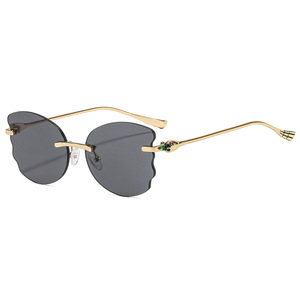 Lunettes de soleil de luxe sans monture en forme de cœur pour femmes avec protection UV400, logo personnalisé de haute qualité, modèle Qianyuan <span class=keywords><strong>1001</strong></span>, vente en gros - Product Image 4