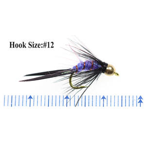 Psycho Purple Prince Nymph Beadhead Crazy Prince Nymph, mouches de pêche pour la pêche à la truite et au brochet en eaux claires, idéales pour le nymphing tchèque. - Product Image 3