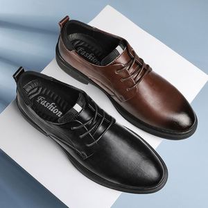 Factory Men's Casual Elegant Autumn/Winter Dress <b>Flats</b> Breathable Cushioning Custom Black Genuine Leather Shoes - Product Image 1