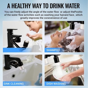 Prolongateur de robinet 1080 °   Prolongateur de robinet rotatif avec bras robotisé, adapté aux salles de bain et aux cuisines, avec 2 modes de débit d'eau - Product Image 5
