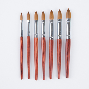 Pinceau à ongles en acrylique Kolinsky avec manche en bois rouge, poils purs de style Kolinsky, pour extension d'ongles en acrylique en salon - Product Image 1