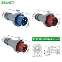 Selip67 עמיד למים תעשייתיים 3 שלב 16a/32a/63a/125amp 4 eu שקע 3 ip67 מוסמך חכם