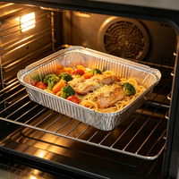 Barquette rectangulaire jetable en aluminium de qualité alimentaire pour la restauration d'entreprise et le stockage en chaîne du froid