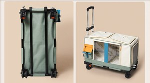 Sac de transport pliable 2-en-1 <span class=keywords><strong>pour</strong></span> animaux de compagnie (chat, <span class=keywords><strong>chien</strong></span>), grande capacité, 4 roues, fenêtre en maille, sac à dos portable, chariot détachable - Product Image 6