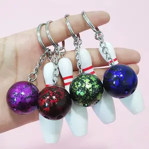 Mode tasche Zubehör Sublimation 3D Bowling Pin Ball Schlüssel bund für Schlüssel