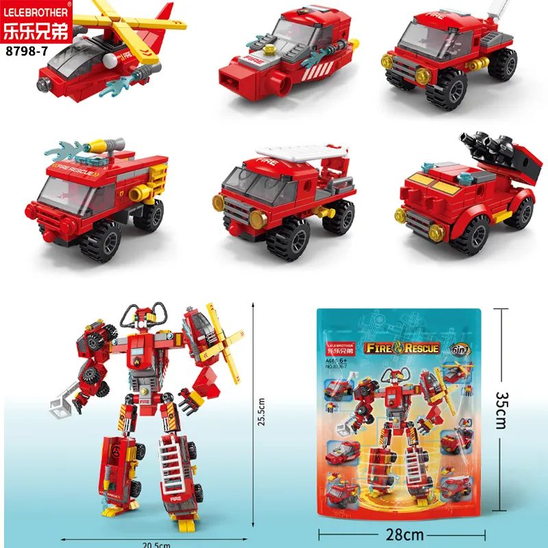 New Arrival City Fire Morphing Mech Robots Juguetes 5 To 7 Years Brick Building Construction Dinosaur Toy Set