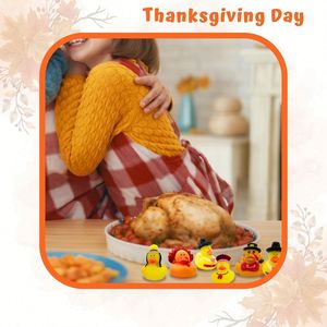 Novelty Thanksgiving Rubber Duckies (12 Pack) Table Centerpiece <b>Bath</b> Toys Kids Adults' Party Favors Bulk Turkey Pilgrim - Product Image 4