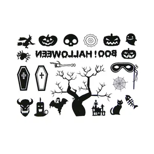 Stiker Dinding Halloween Dekorasi Pesta Monster, Topeng Macam Perbedaan Mewah