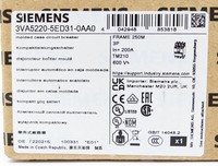 3VA5 3VA5220-5ED31-0AA0 E01 200A -Embalaje No Original- Nuevo de Marca Original
