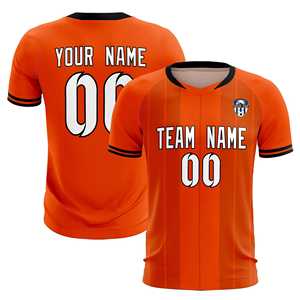 Jersey/Seragam Sepak Bola Klasik Bergaris Oranye Kustom yang Dapat Dipersonalisasi - Product Image 1