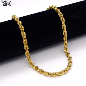 YM 도매 2mm~6mm 청키 골드 로프 체인 18K 금도금 스테이트먼트 힙합 케이블 목걸이 (남녀공용) - Product Image 4