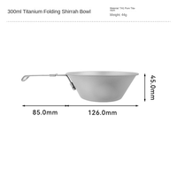 Bol en titane ultraléger pour l'extérieur, 300 ml, 450 ml, avec poignée pliable, pour le camping, la randonnée, la cuisine en plein air, logo OEM