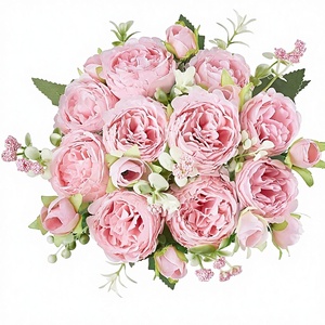 Peonías Artificiales de Seda, Flores Pequeñas para Decoración del Hogar, Ramo Interior, Arreglos Florales, Centros de Mesa para Comedor y Cocina - Product Image 1