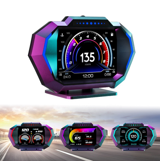 Universal Car OBD2 Meter Heads up Display P24 Digital Turbo Pressure Multi-function Water Temp Obd2 Gps Hud Car Tools