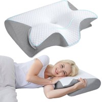 Oreiller cervical orthopédique ergonomique en mousse à mémoire de forme, forme vague, le plus vendu, soutien du cou, motif uni, 200TC, pour dormeurs latéraux