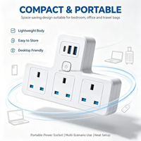 Stop Kontak Ekstensi UK Grosir 3 Lubang AC Dengan 1 Type-C 2 USB-A, Adaptor Stop Kontak Multi untuk Rumah