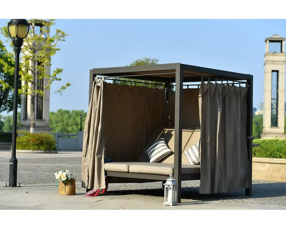 Распродажа, роскошная торговая гарантия, индивидуальная уличная кровать с навесом, мебель для патио, Пляжная Солнечная кровать, садовая квадратная дневная кровать