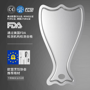 เขียงสแตนเลสทรงหางปลา ป้องกันแบคทีเรีย มีร่องสำหรับหั่นอาหารในครัว - Product Image 4