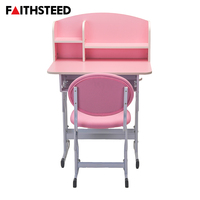 Ensemble bureau et chaise pour enfants avec étagère et rangement, bureau rose à hauteur réglable pour la maison, l'école et la chambre
