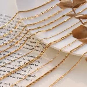 Moda takı kolye çapraz boş küba yılan Figaro halat zinciri 18K altın kaplama paslanmaz çelik zincir kolye